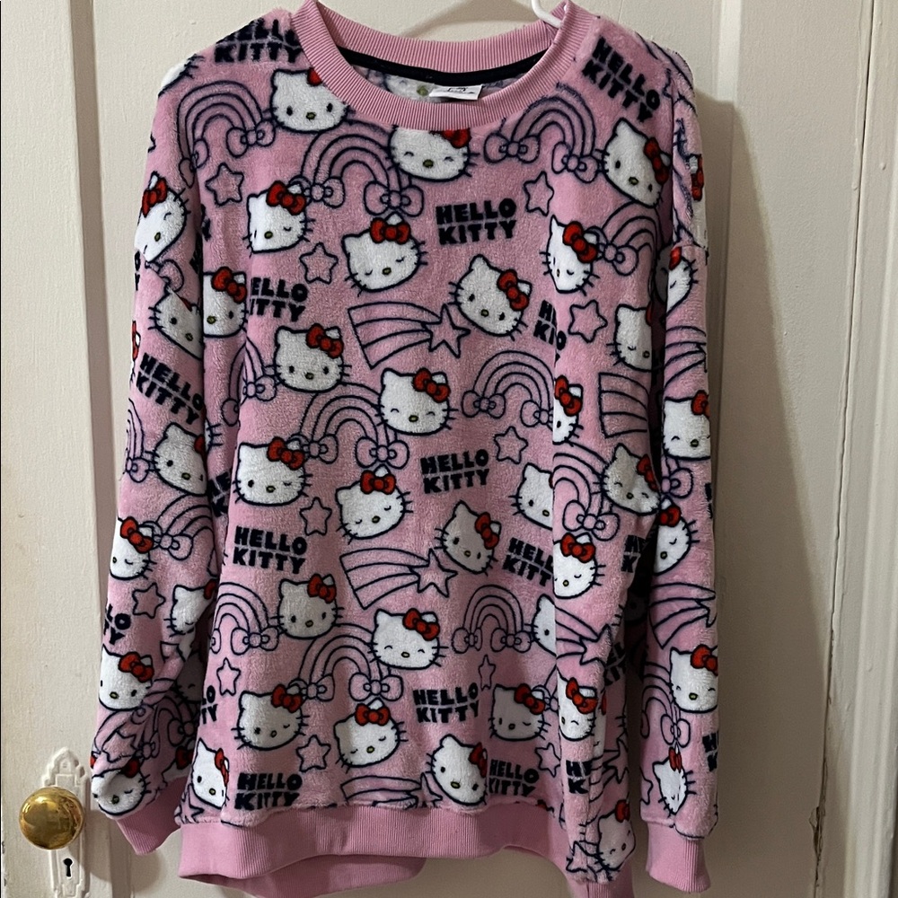 Hello Kitty Pink Sweatshirt with Rainbow and Star Pattern